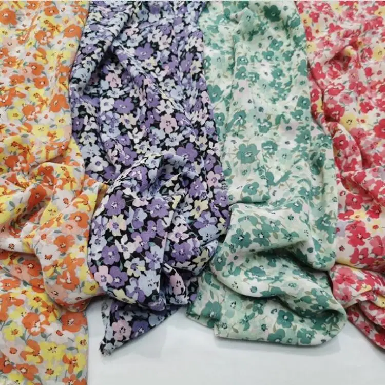 
Wholesale custom flower design polyester chiffon print fabric for dress 