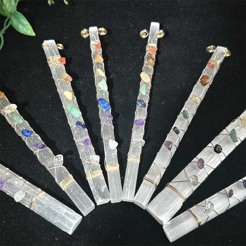 Natural Crystal Crafts Seven Chakras Chips Gravel Colorful Selenite Ornaments For Decoration