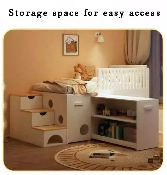 New Design Kids Bunk Bed Solid Wooden Bedroom Furniture  Double Bunk Beds with Stairs for Children with Cat Nest