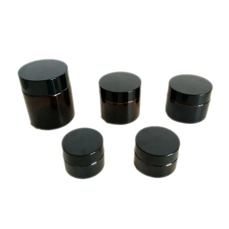 5g cosmetic frosted glass cream jar Sample skin care cream packaging jars With black lid cheap price jars
