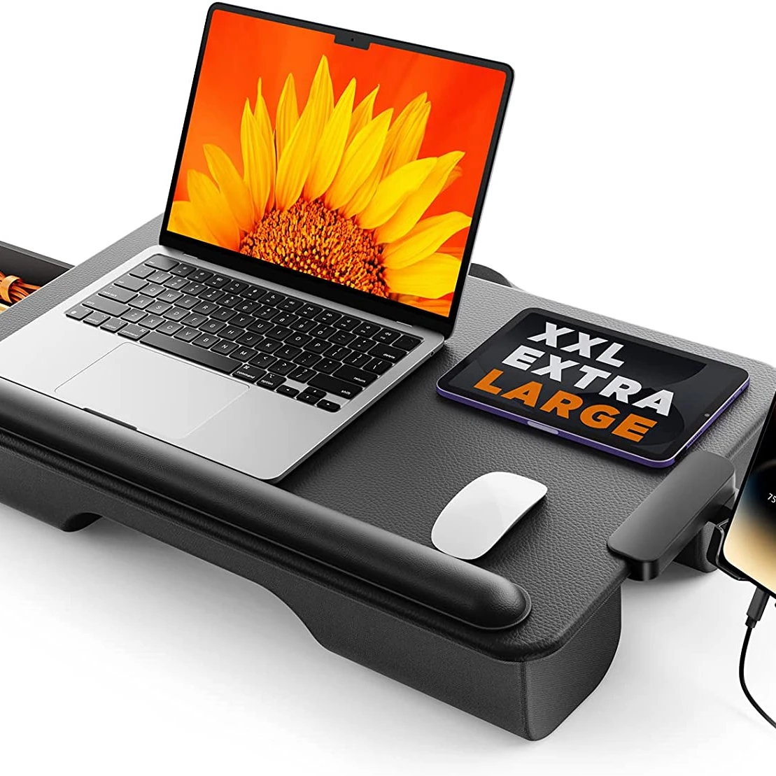 Lap Laptop Desk with Cushion Fits up to 17 inch Laptop Lap Pad Storage Function Wrist Rest Portable Handle