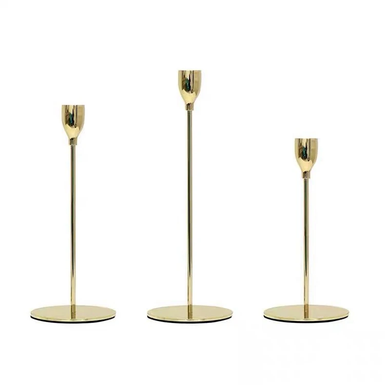Stainless Steel Holder Silver Set Metal Stand Gold Black Candlestick Taper Rose Candle Stick White
