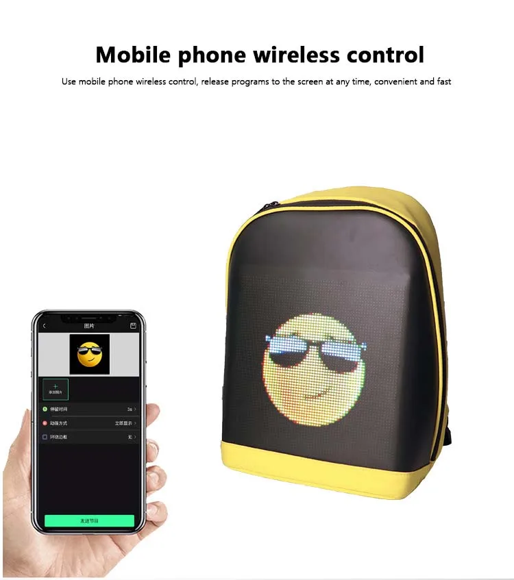 LED Backpack Full Color Programmable Screen display Waterproof Travel Laptop Backpack for Men Women and students dropshipping