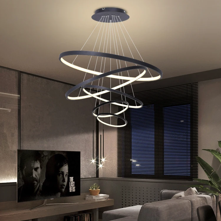 AUXO New Design Decorative Indoor Luxury Rings Pendant Light Ceiling Modern Led Chandelier Light