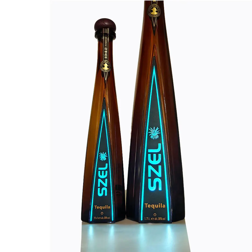 Factory OEM Brand Led Luminous Wine Sticker 1942 EL Bottle Label With Customized LOGO