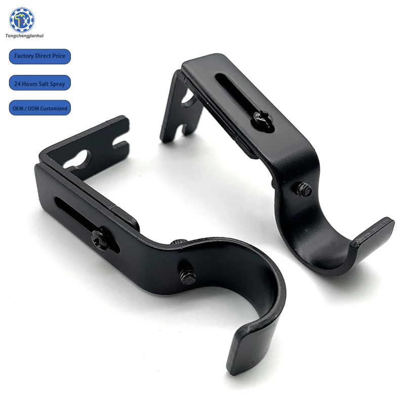 Factory Direct Sale Heavy Duty Precision Black Coated Cast Iron Steel Curtain Rod Hold Bracket or Hook