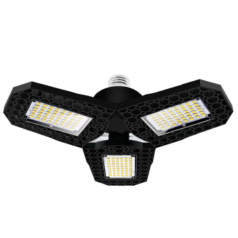 Folding 3pcs 126 led Deformable e26 with 3 Adjustable panels Foldable Fixtures three leaf  Parking Garage Light