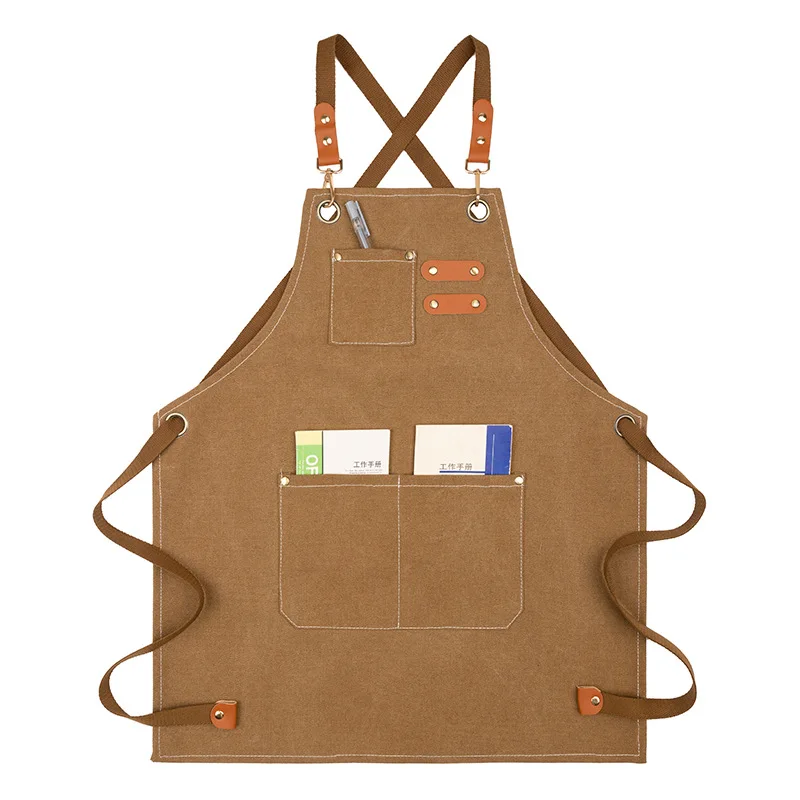 Fashionable Kitchen Coffee Overalls  Hand-Wiping Household Cooking Oil-Proof Sanitary Cotton Canvas Cowboy Apron