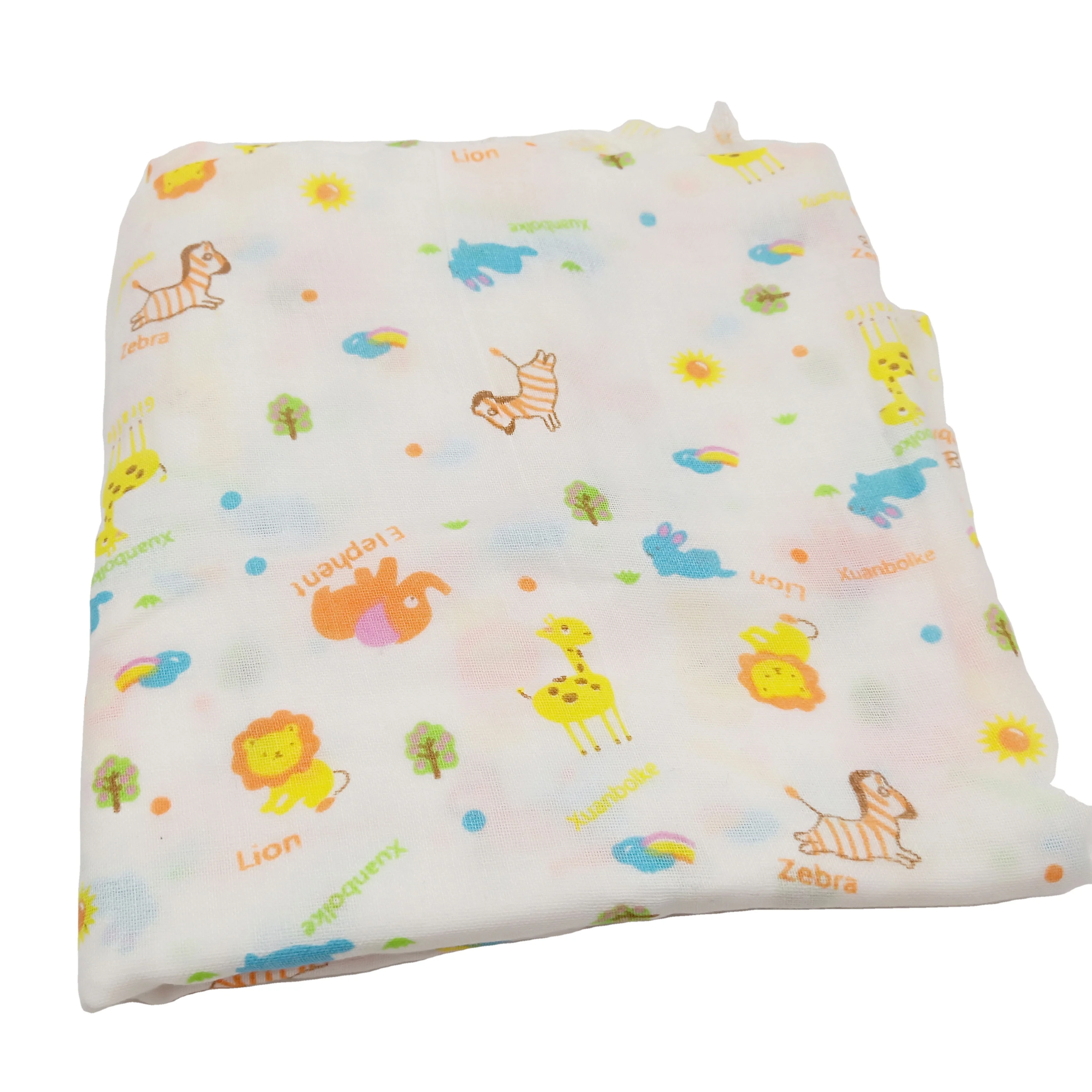 2021 таможня напечатала 100% хлопок двойной Муслин младенца марлевые пеленки ткань для детского одеяла