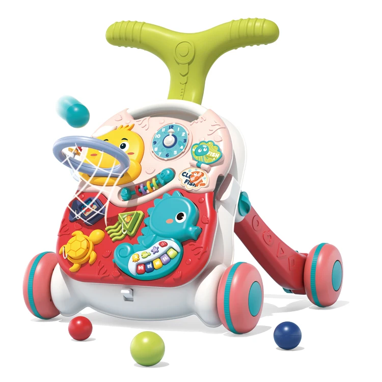 Kids Play Center Activity Table Multifunctional Push Stroller Toy Baby Walker Sit To Stand 2 In 1 Baby Walker