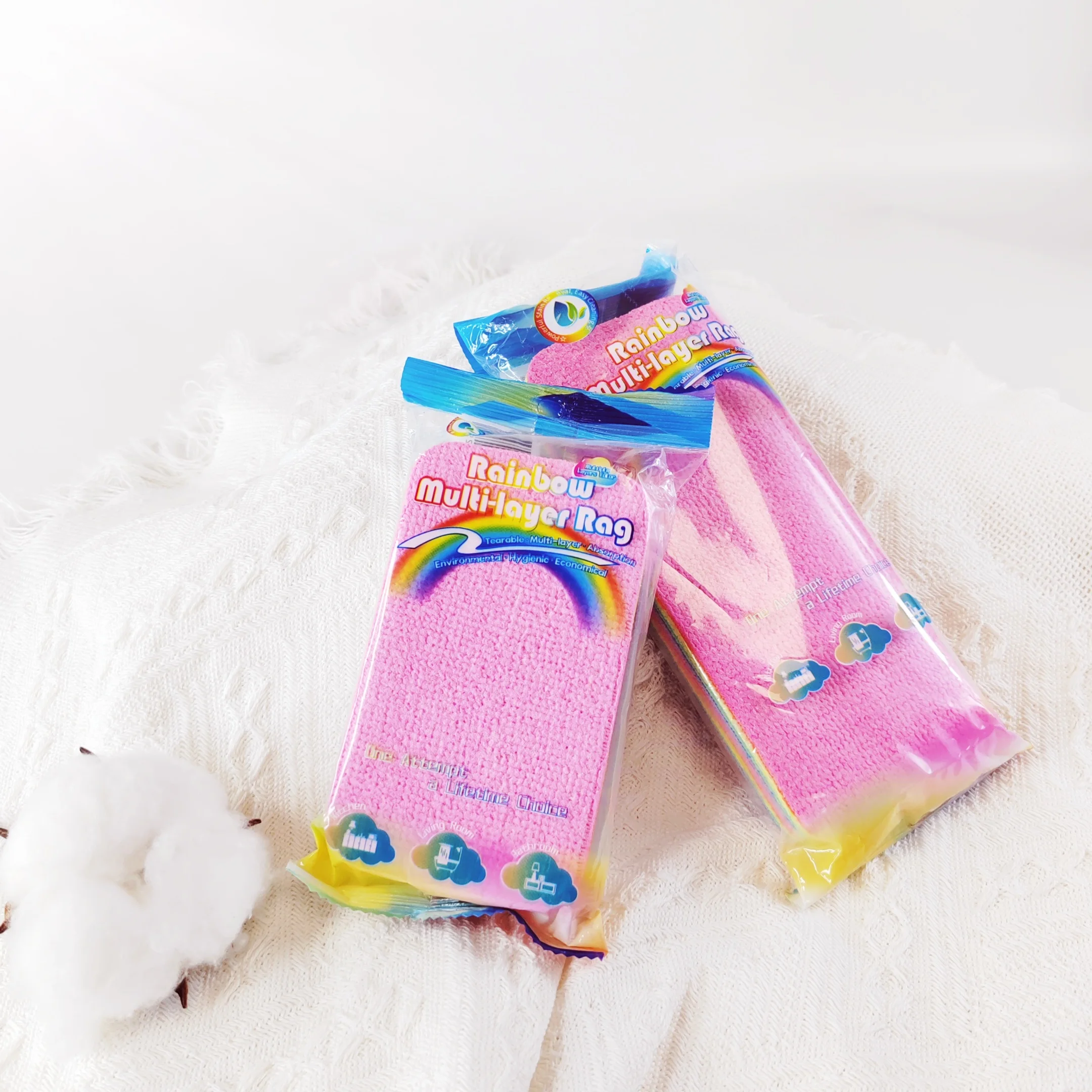 Microfiber Kitchen Cleaning Cloth High-end Appearance with Strong Detergency Multi-layer Rag Polybag Sustainable Kitchen Wipes