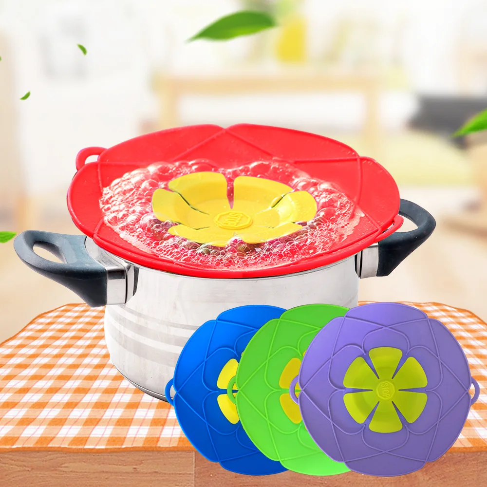 Multi-Function Anti Spill Lid Cover Food Grade Silicone Boiling Pot Lids Reusable Cooking Kitchen Tool Anti Spill Pot Cover