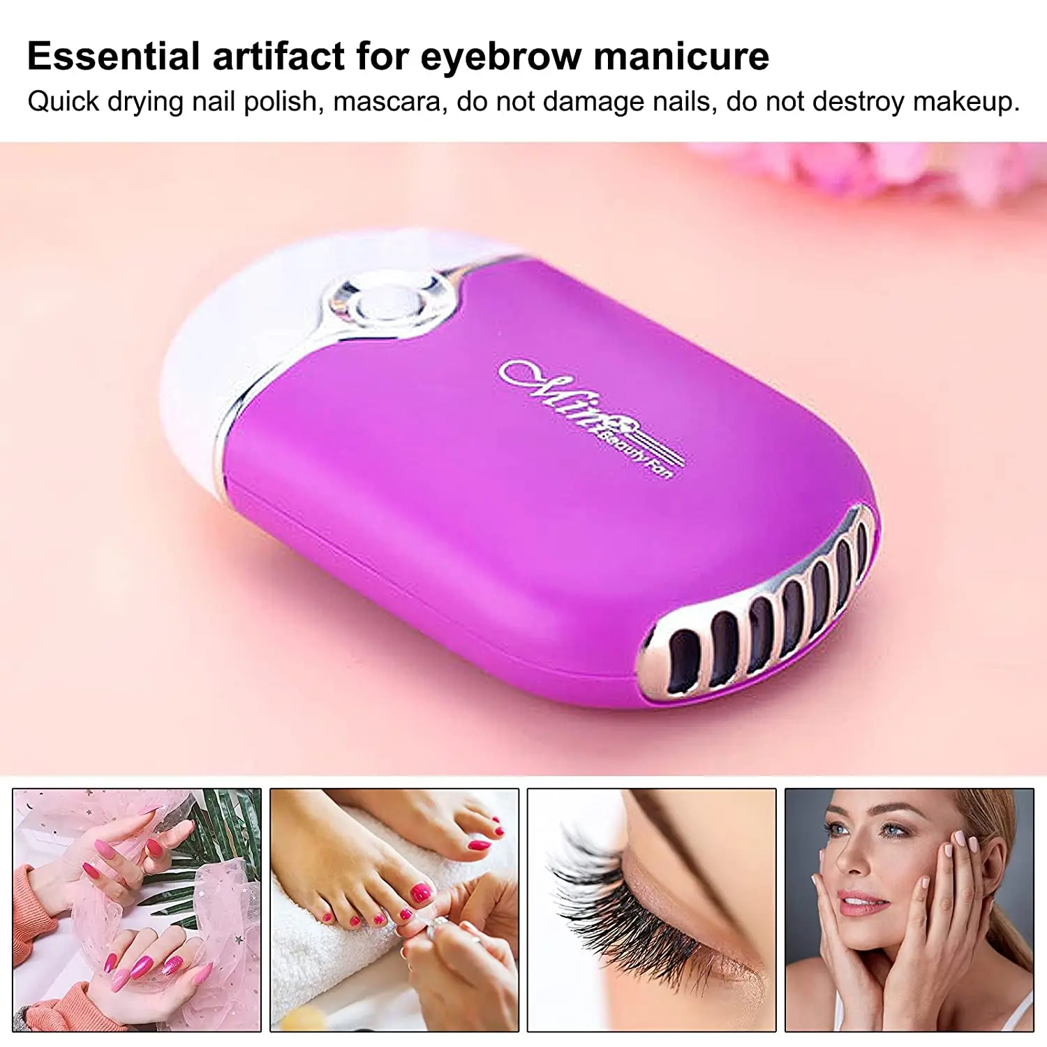 RTS1 Hot Selling Portable Usb Rechargeable Fan Private Label Nail Eyelash Fan Dryer Women Mini Travel Eyelashes Fan