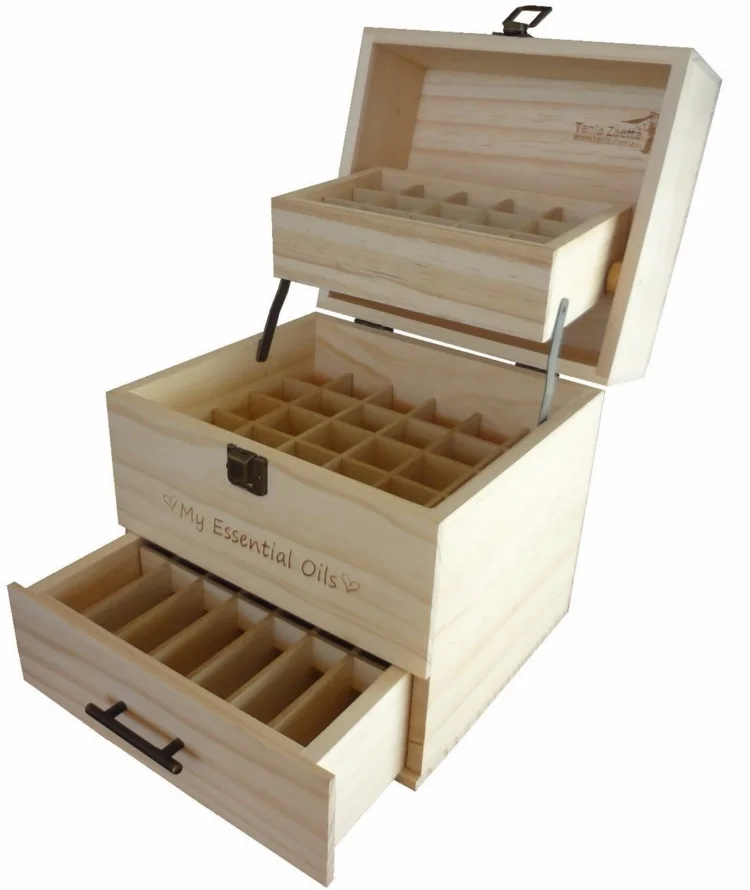 wooden factory FSC&BSCI Essential oil storage box 59 Slot Essential Oil Carrying Aromatherapy Wooden Storage Box Storage Box