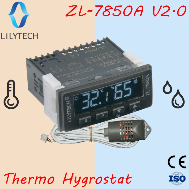 
 ZL-7850A, контроллер температуры и влажности сыра Lilytech Humidistat, термостат с гигростатом  