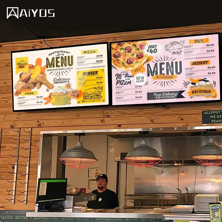 21.5 Wall Mounted TFT Commercial Display LCD Advertising Screen Digital Signage For Restaurant Digital Display For Menu