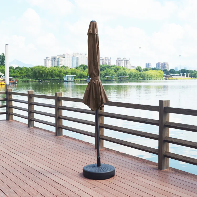 wholesale cheap double canopy restaurant umbrella parasol with stand base