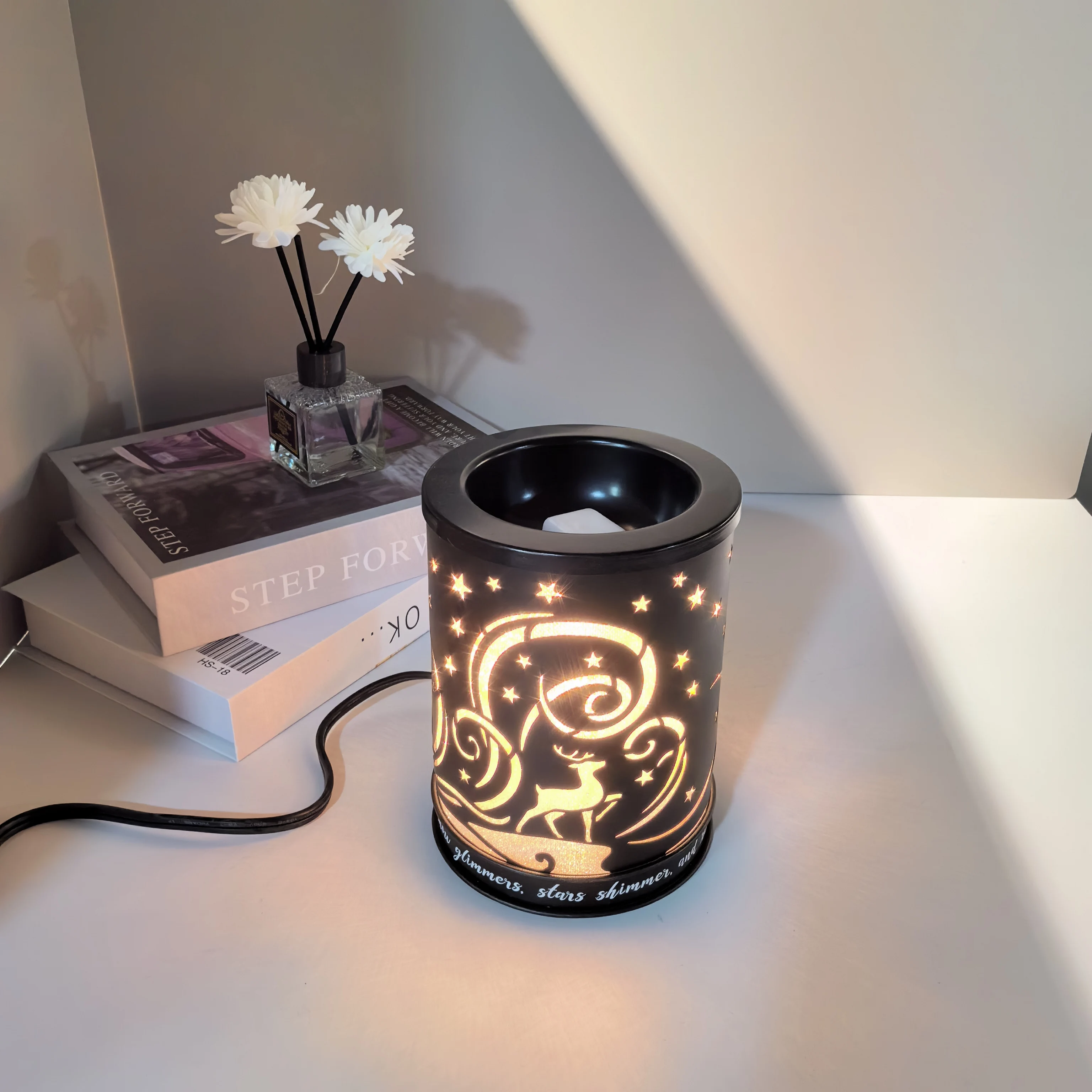 Electronic Wax Seal Warmer Black Single Wax Warmers Wholesale Warm Aroma Lamps Christmas Candle Warmer Lamp Oil Metal Wax Burner