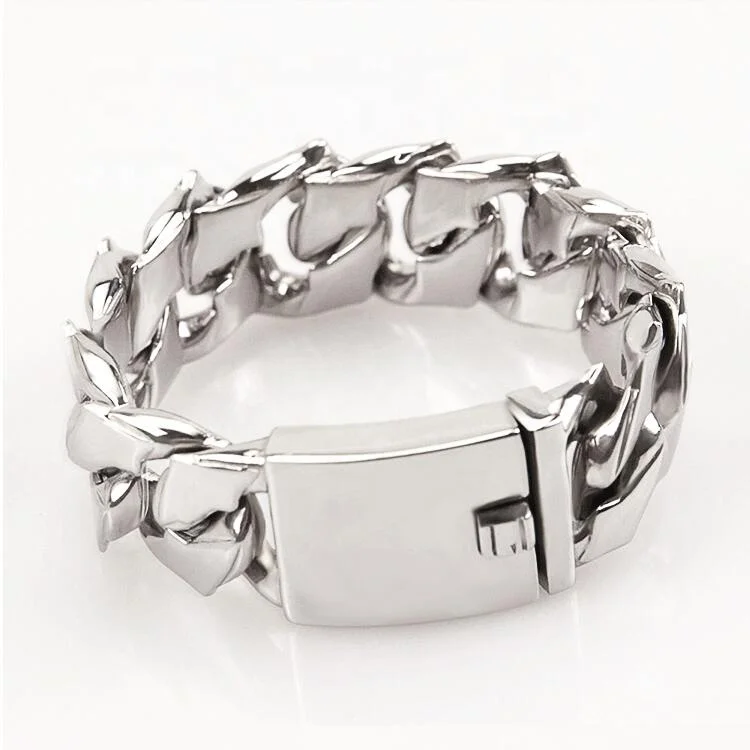 
Rock Punk Style Bling Polished Mens Chain 24MM Width Large Heavy Cuban Chain Bracelet 