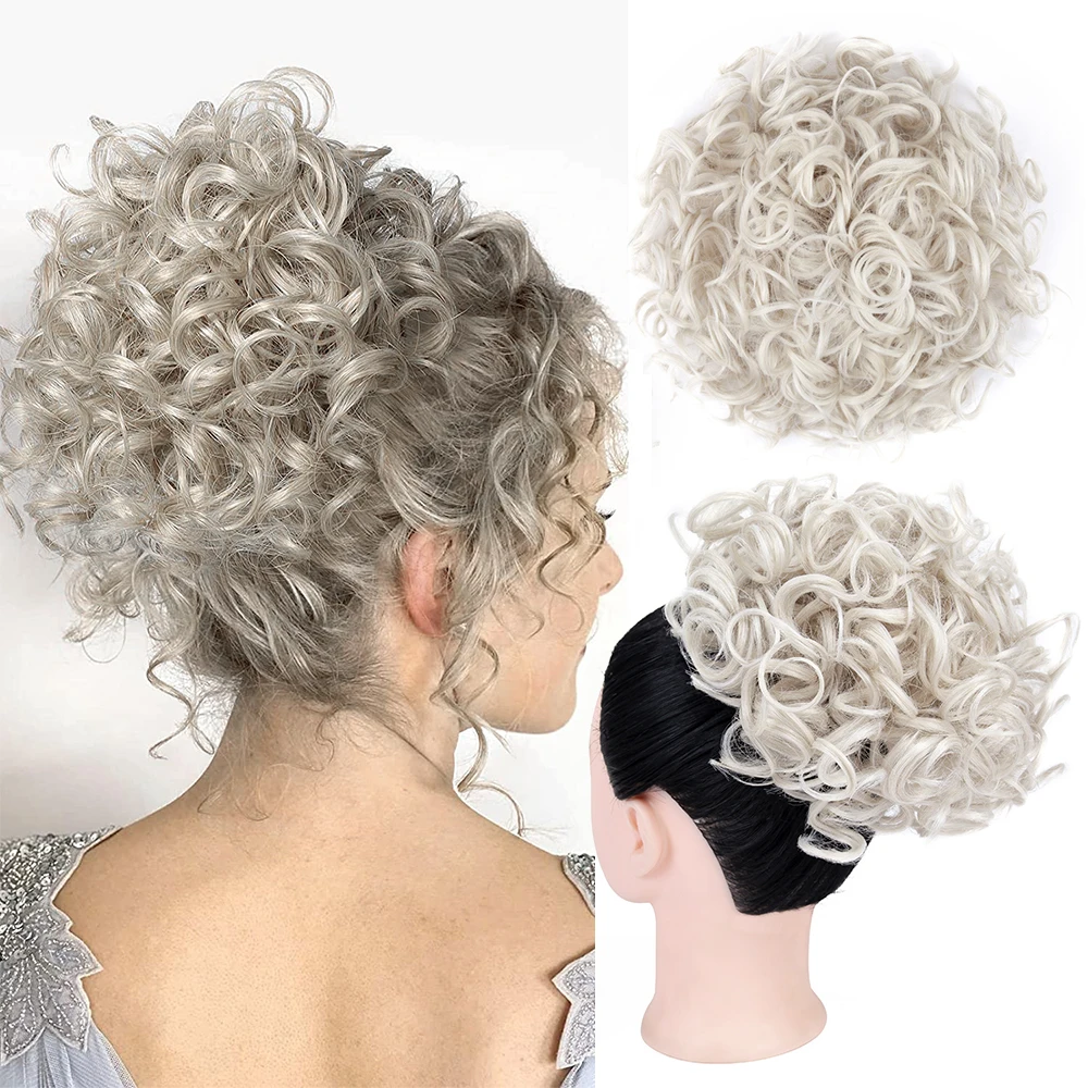 Оптовая продажа 10 дюймов большие кудрявые пучки для волос Эластичные Синтетические из шиньона