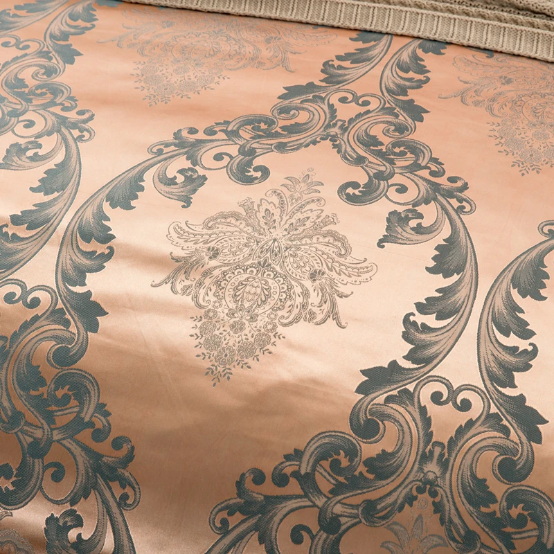 Noble A B two version European satin polyester jacquard bedding set luxury jacquard duvet cover printed bed sheet set