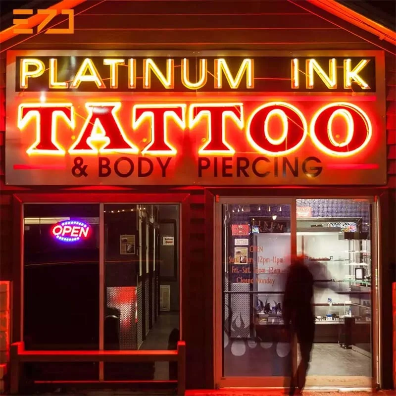 EZD outdoor tattoo sign Studio LED Letters Alphabet Manufacturer rgb led channel letters signs sign board outdoor adv