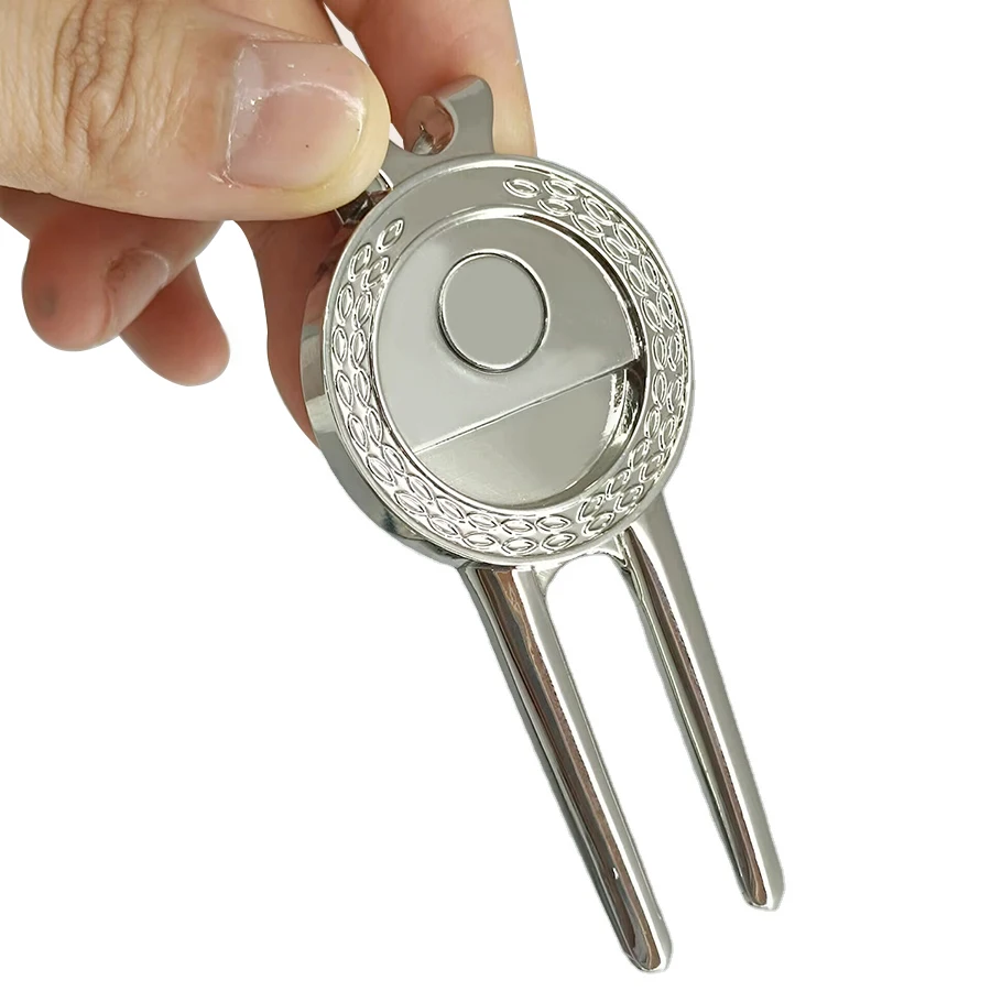 Многофункциональная разветвляемая вилка с индивидуальным логотипом, зажим для шляпы, магнитный маркер для шариков, Аксессуары для инструментов для гольфа