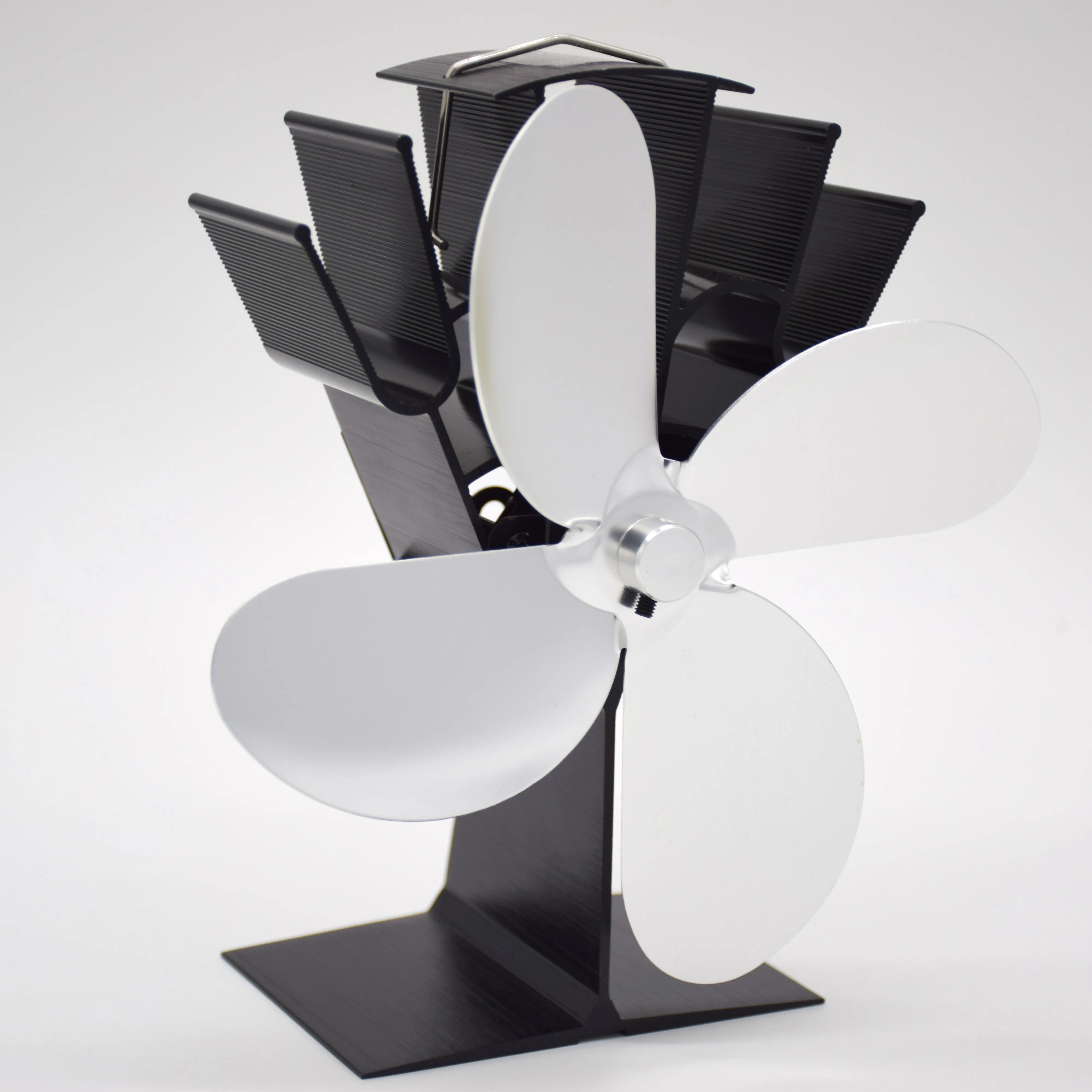 Factory Selling Freestanding 4 Blades Energy Saving Oscillating Heat Powered Wood Burning Stove Fan