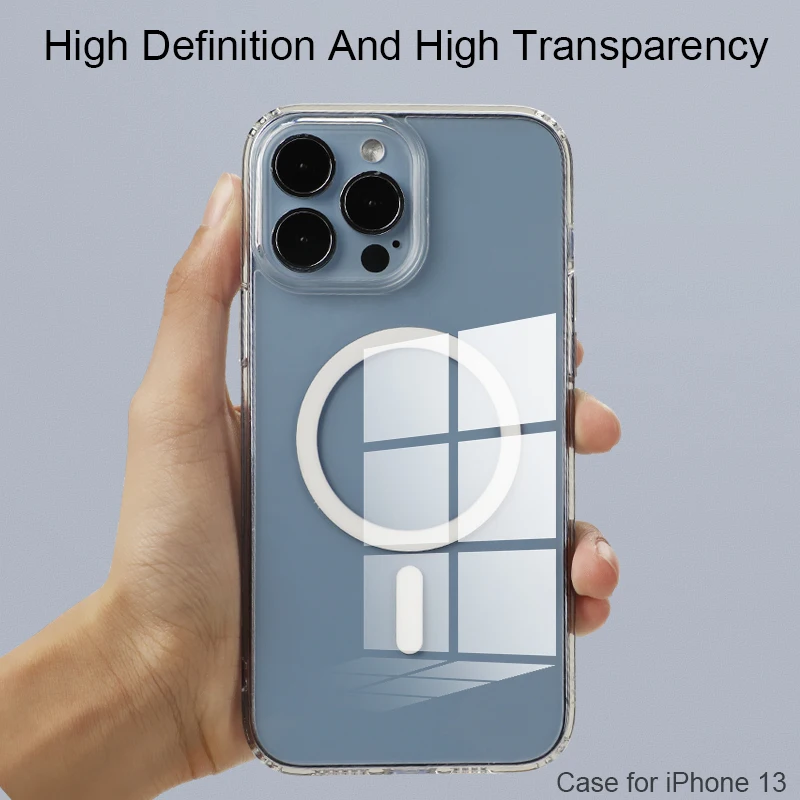 YuanQi Custom Design Anti Drop TPU Clear Mobile Cover Magnetism Shockproof Transparent Phone Case for iPhone 12 13 Pro Max mini