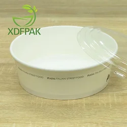 Disposable paper kraft salad box with PLA coating Disposable salad box kraft paper bowl round takeout box