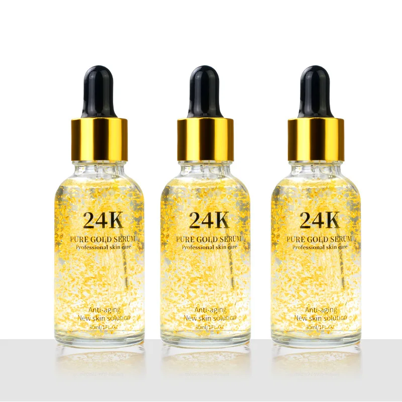 Skincare Brightening Hydrating Moisturizing Facial Essence Aging Anti Wrinkle Collagen 24k Gold Face Serum