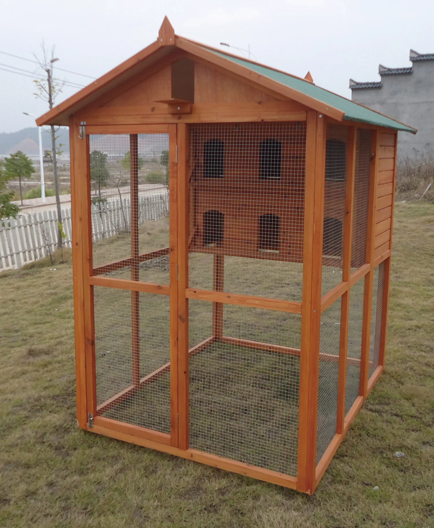 Cheap Large Wooden Aviary Standing Vertical Play House with Bars Parakeets Finches Good Wood Vertical Breeding Cage Bird