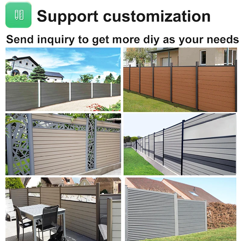 Exterior wooden plastic composite woodcore fences board panel aluminum frame wpc fence post price