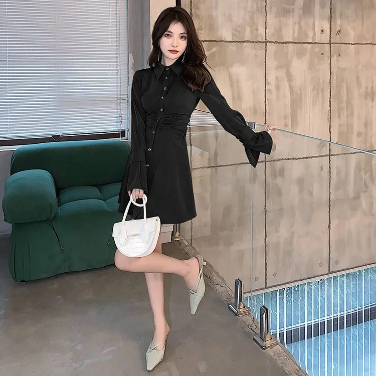 2021 Wholesale New Design Women Fashion Long Sleeve Midi Dress Ladies Casual A-line Elegant High Quality Dress