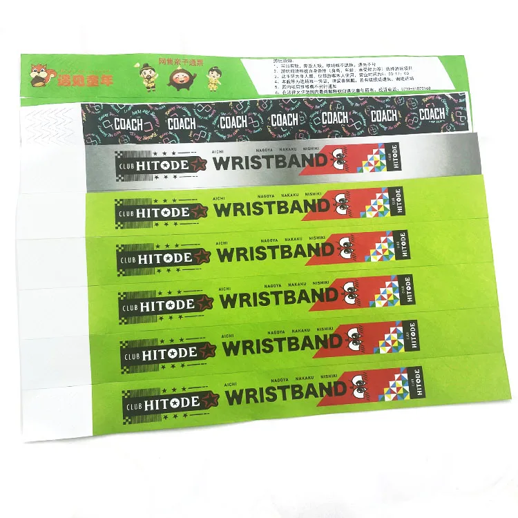 Waterproof Paper Bracelets Bracelets Tyvek Brown Moq 1 pcs Custom Tyvek Bracelet For Party Admission Tickets