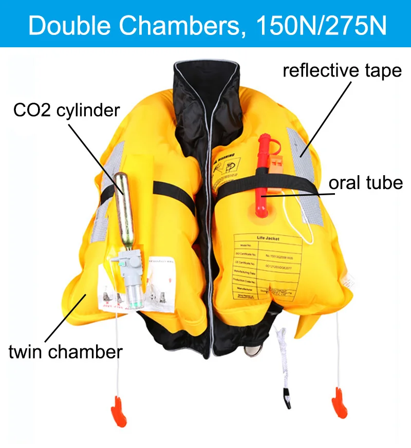 Promotions professinal 150N automatic and manual with light weight sea fishing inflatable life jacket