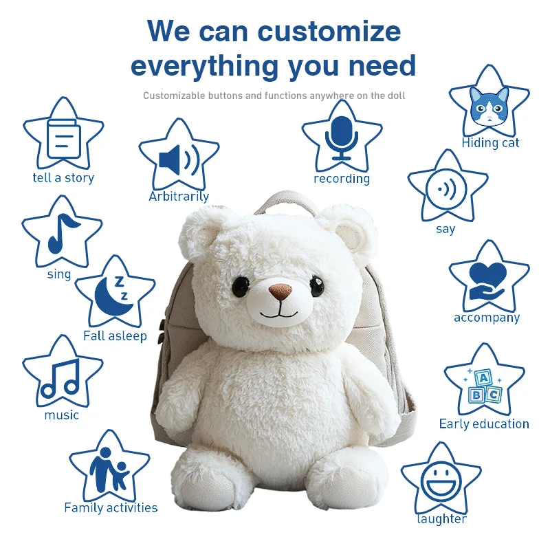 OEM Stuffed &custom plush polar bear Toys Stuffing Animals AI design Anime backpack custom plush Dolls Plush Bag