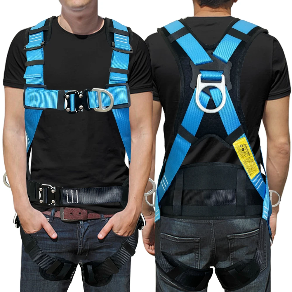Fall Protection 5 Points Adjustable Safety Belt Safety Fall Protection Belts Polyester Industrial Full Body Safety Harness