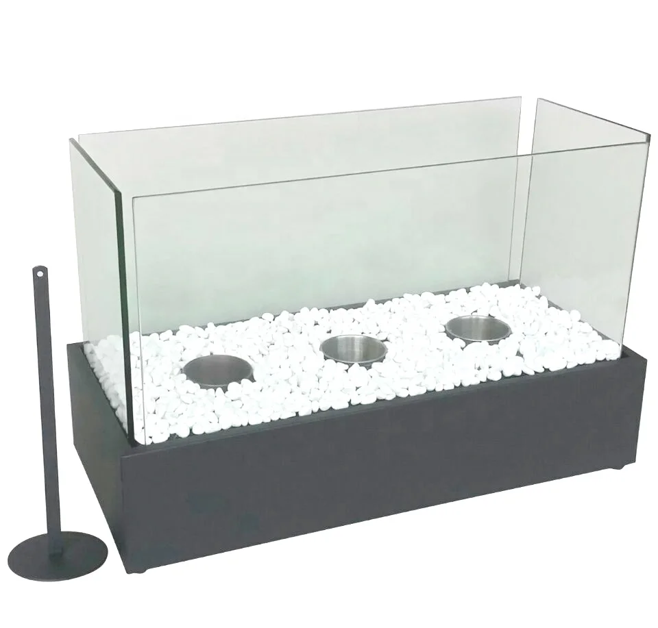 Декоративная прямоугольная коробка из стекла и листового металла, камин с биоэтанолом