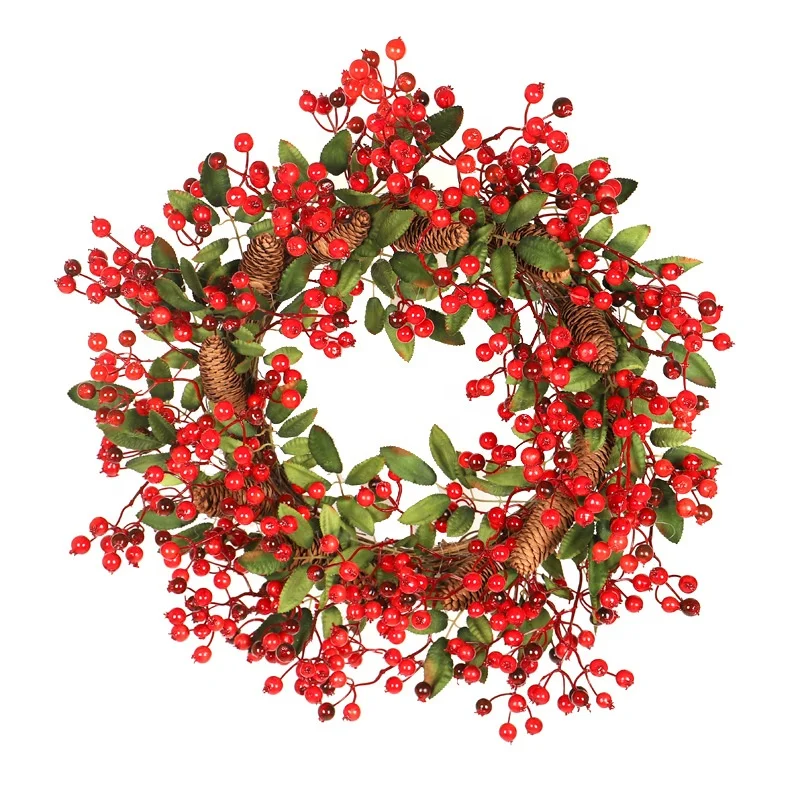 amazon tiktok hot selling wreaths for front door christmas door wreath red fruit vine big pine cone fall wreaths for front door