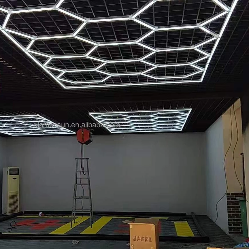 8 feet *15.7 feet deformable led linear high bay lamp hanging hexagon detailing led home hexagon modular ceiling garage light