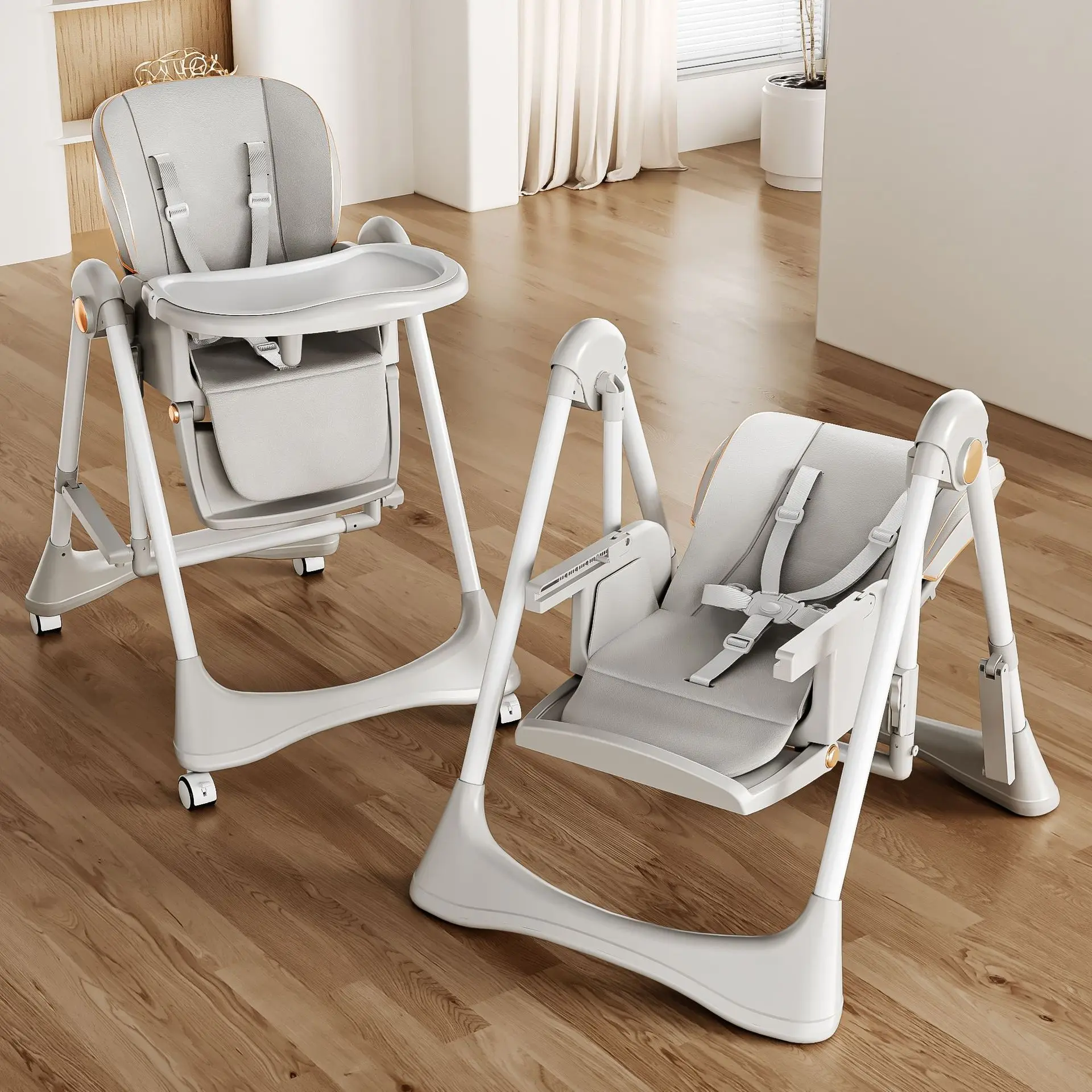 China Wholesale Convertible 3 in 1 Kids Chair Baby Feeding High Chair With Swing Function