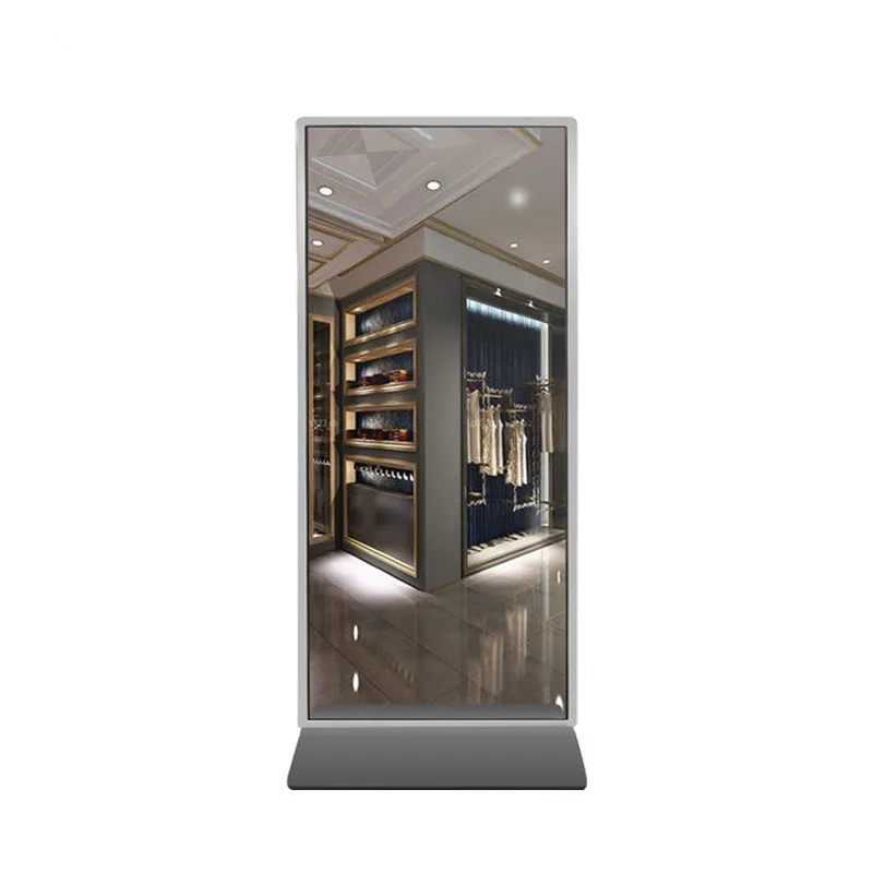 43 55 inch Floor Standing Magic Mirror Glass Photo Booth 10 Points Capacitive Touch Screen Win OS Android Advertising Players