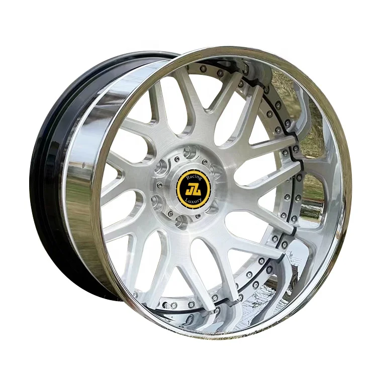 Jiangzao Chrome Finish Car Wheels Car 2-piece 3-piece Deep Dish Rims Custom Forged Alloy Luxury 18 19 20 21 22 23 24 Inch DZ117