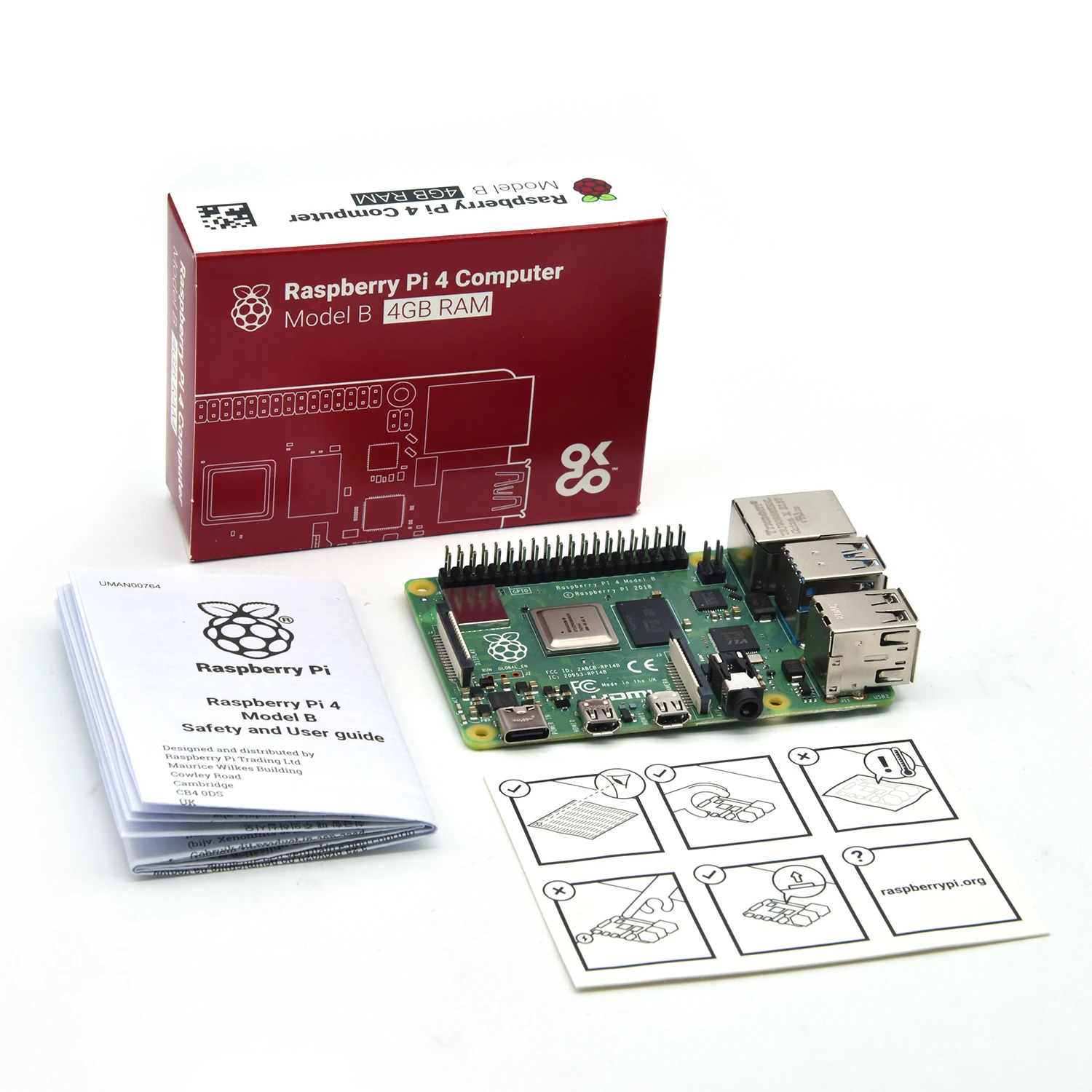 Raspberry Pi 4 Model 4B Development Board BCM2711 Quad-Core Cortex-A72 1.5Ghz 4GB RAM