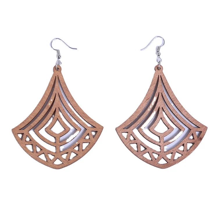 Gift-Ready Wooden Drop Earrings with Claw Setting Inlay for Women and Girls Made from Main Wood Material for Wedding Party