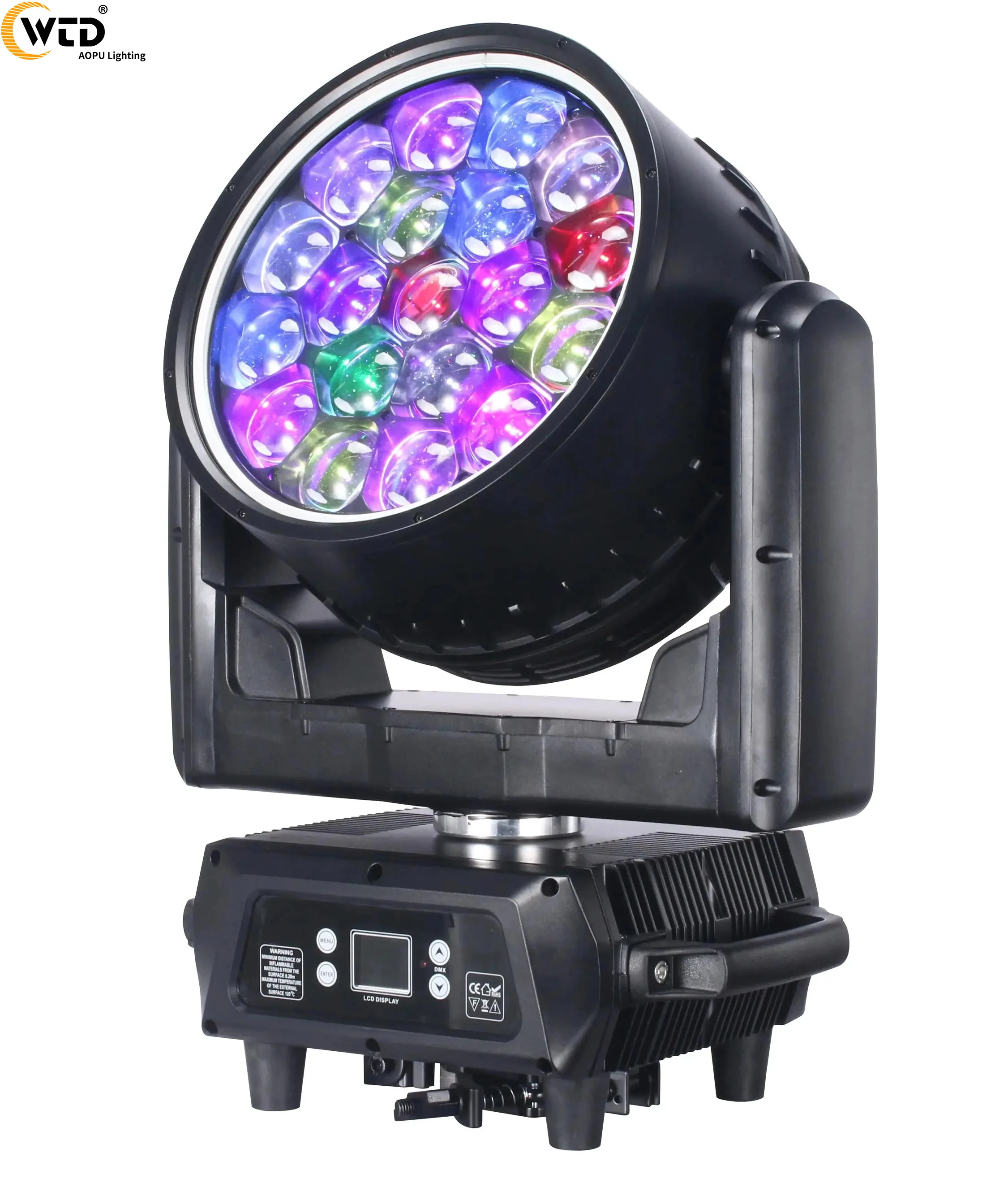 AOPU IP65 Waterproof RGBW 4 In 1 LED Wash Moving Head 19*40 Water Proof Moving Head Light For Stage Club