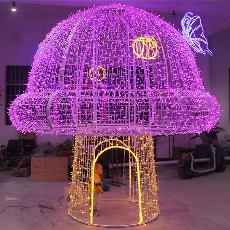 Wholesale  LED Mushroom Motif Lights 3D Outdoor Christmas Decorations Ramadan Thanksgiving Landscape Outdoor Decoration