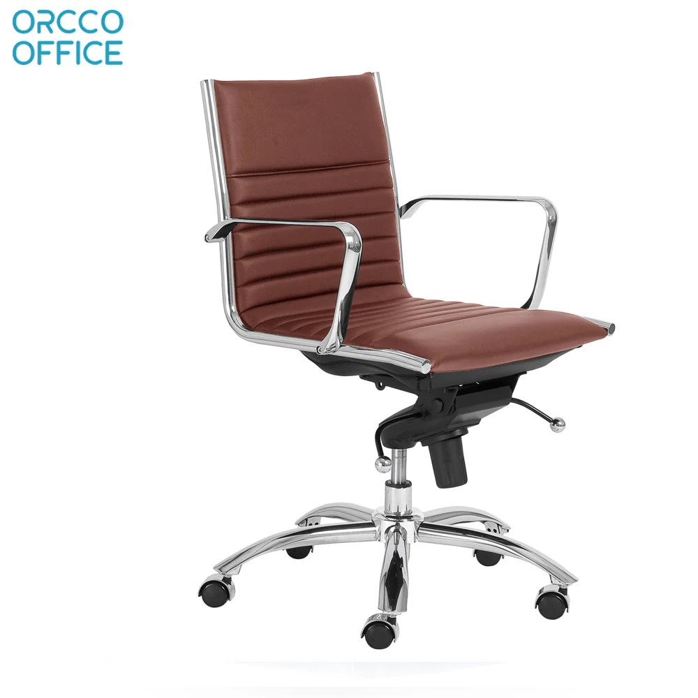 Стильное офисное вращающееся компьютерное кресло со средней спинкой эргономичное деловое из искусственной кожи