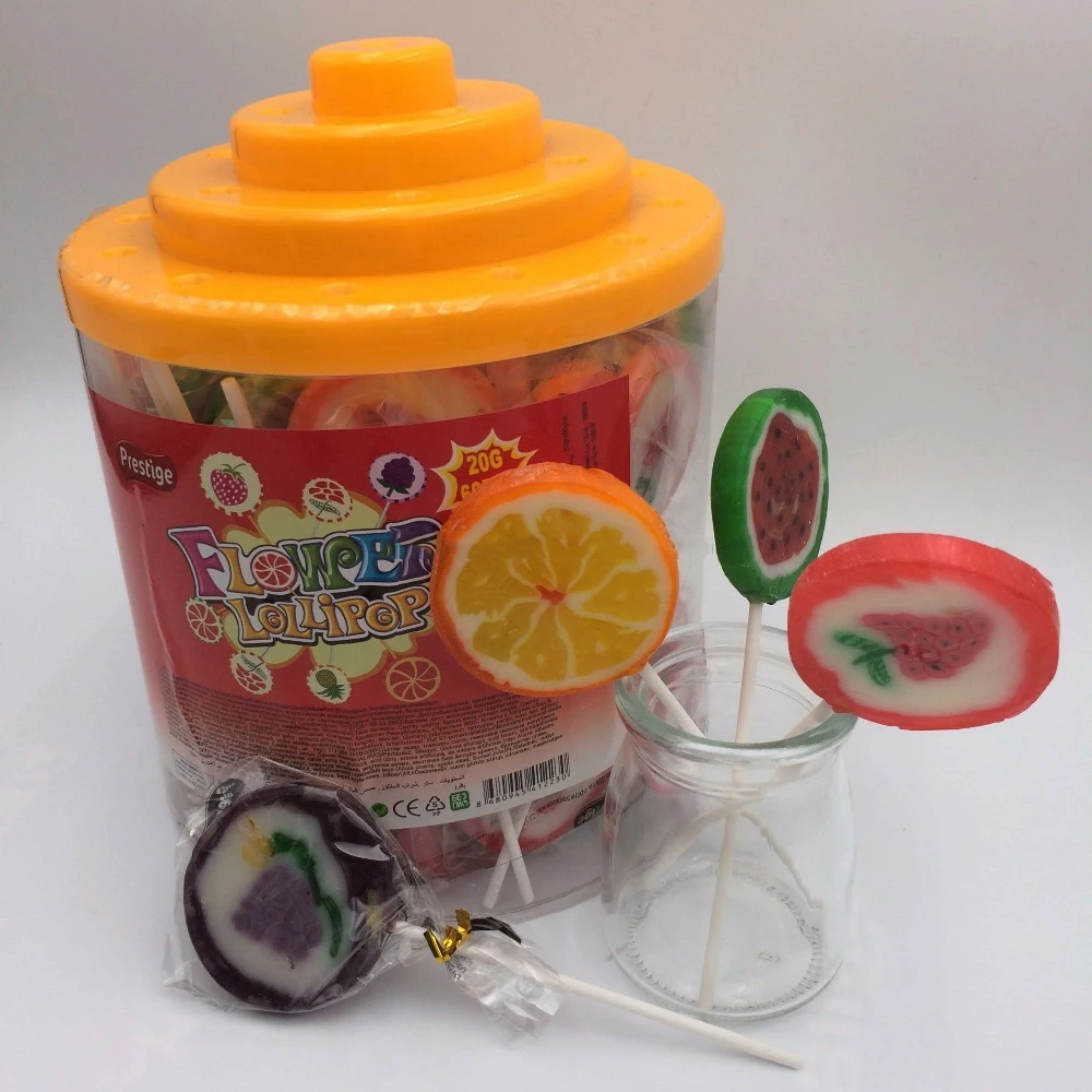 Fruit shape colorful fruit flavors candy lollipops oem lollipop